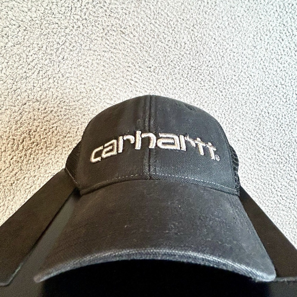 Vintage Carhartt Trucker Mesh Adjustable Hat Cap Black Work Grunge Wear